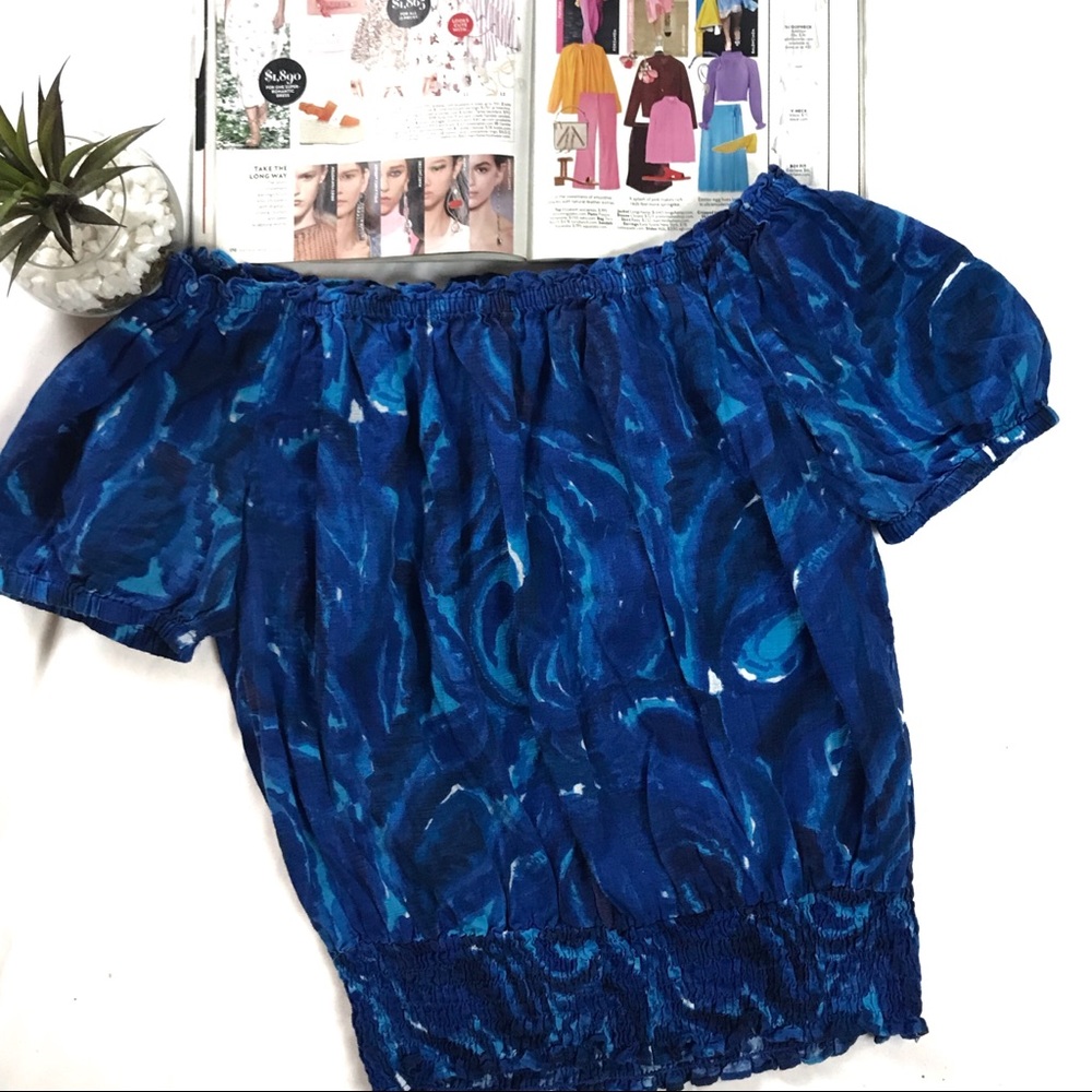 Michael Kors Blue Off The Shoulder Top Size S/P